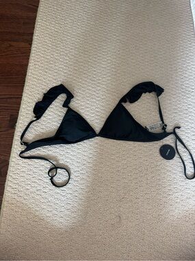 Lulu's Black Ruffle-Detail Triangle Bikini Top